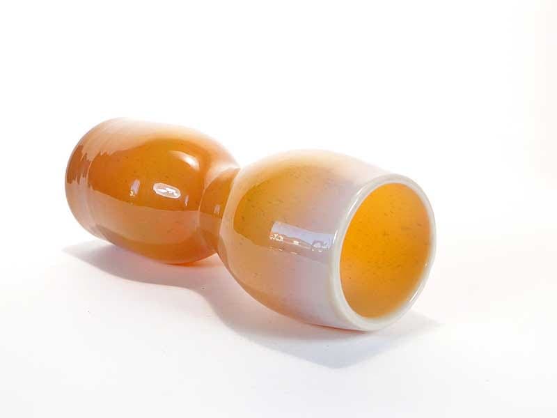 Vase Klepsydra, orange white transparent, soda-lime glass, by Z. Horbowy, Huta Szkła ‘Sudety’, Poland, 1970s. - 349568
