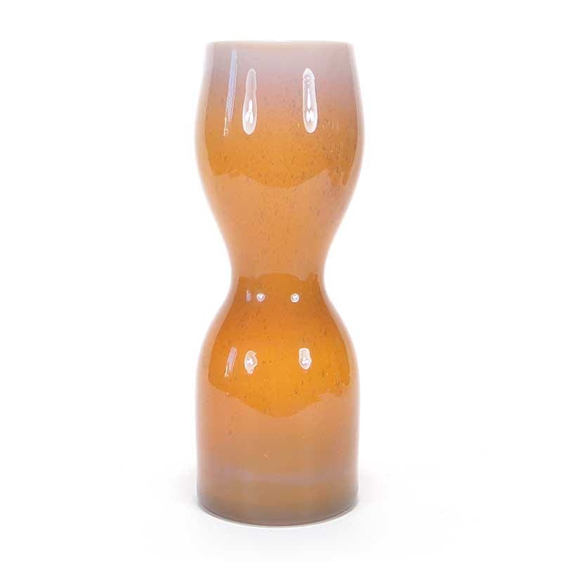 Vase Klepsydra, orange white transparent, soda-lime glass, by Z. Horbowy, Huta Szkła ‘Sudety’, Poland, 1970s.