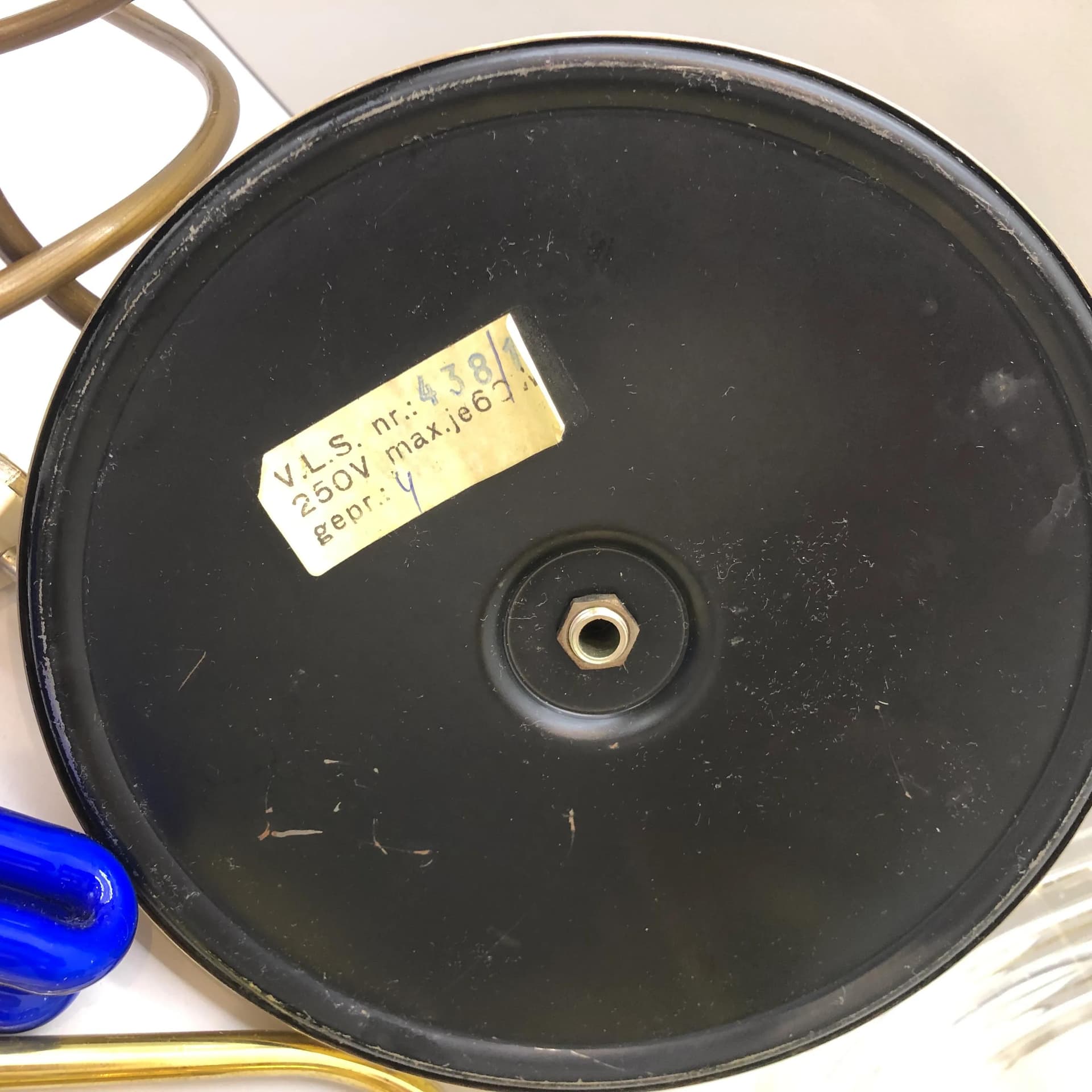 Lampa stołowa Lampion, mosiądz złoty, V.L.S Leuchten, Niemcy, lata 70. - 25991