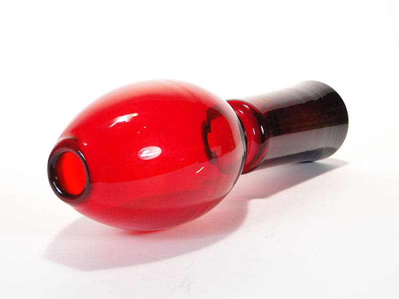Vase Płomień, red soda-lime glass, by Z. Horbowy, Huta Szkła 'Sudety', Poland, 1970s - 349590