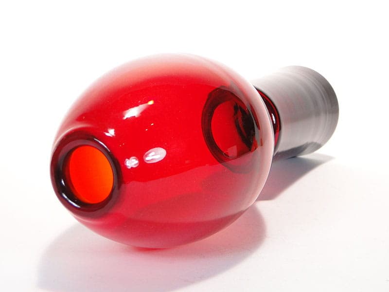Vase Płomień, red soda-lime glass, by Z. Horbowy, Huta Szkła 'Sudety', Poland, 1970s - 349593