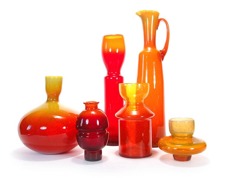 Amphora, orange, soda-lime glass, by Z. Horbowy, Mirostowice, Poland, 1970s. - 349602