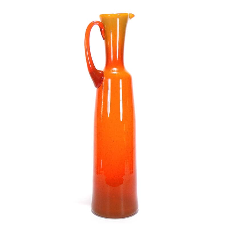 Amphora, orange, soda-lime glass, by Z. Horbowy, Mirostowice, Poland, 1970s.