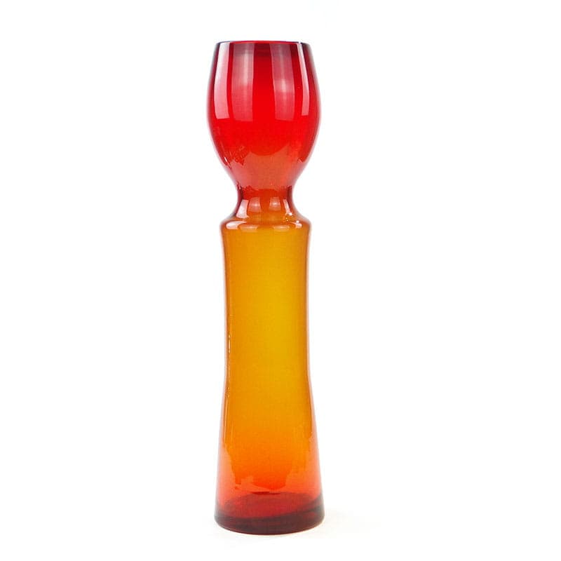 Vase Marry, red orange, soda-lime glass, by Z. Horbowy, Huta Szkła 'Barbara', Poland, 1970s