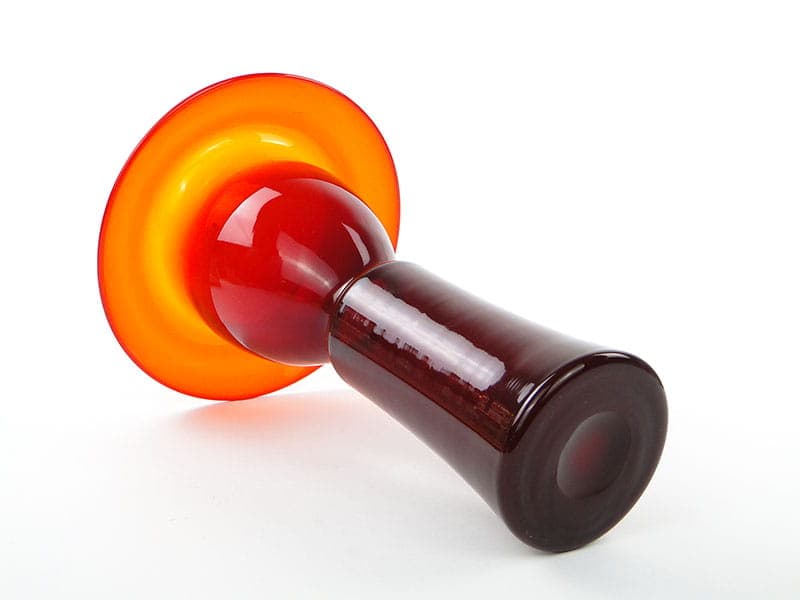 Vase Płomień, red orange, soda-lime glass, by Z. Horbowy, Huta Szkła 'Barbara', Poland, 1970s - 349684