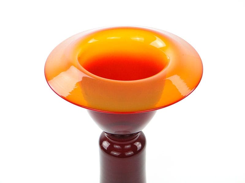 Vase Płomień, red orange, soda-lime glass, by Z. Horbowy, Huta Szkła 'Barbara', Poland, 1970s - 349682