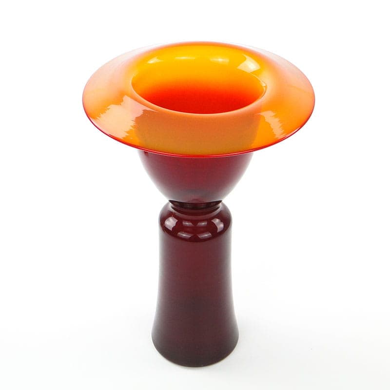 Vase Płomień, red orange, soda-lime glass, by Z. Horbowy, Huta Szkła 'Barbara', Poland, 1970s - 349681