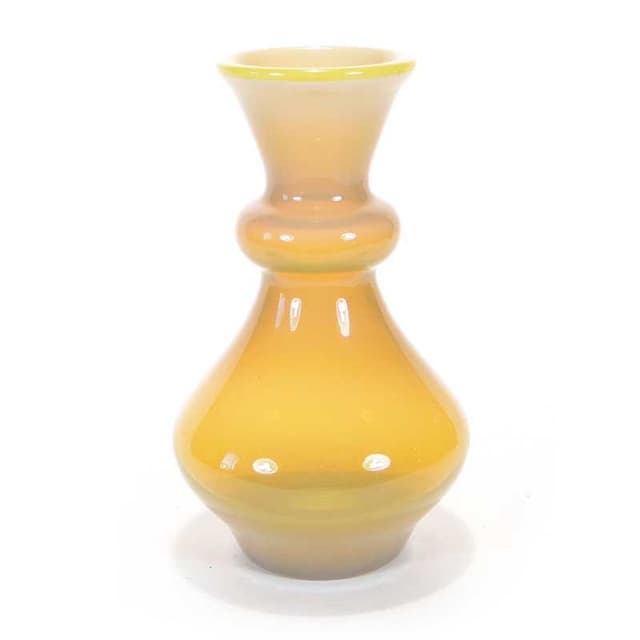 Vase, honey yellow, soda-lime glass, by Z. Horbowy, Zakład Szkła Artystycznego 'Barbara', Poland, 1970s. - DIMENSION