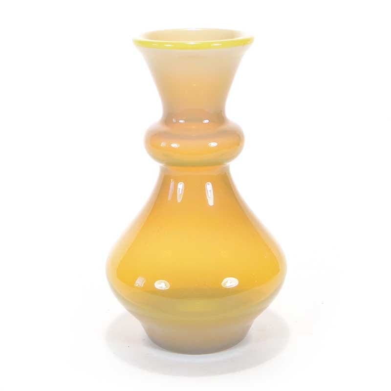 Vase, honey yellow, soda-lime glass, by Z. Horbowy, Zakład Szkła Artystycznego 'Barbara', Poland, 1970s.