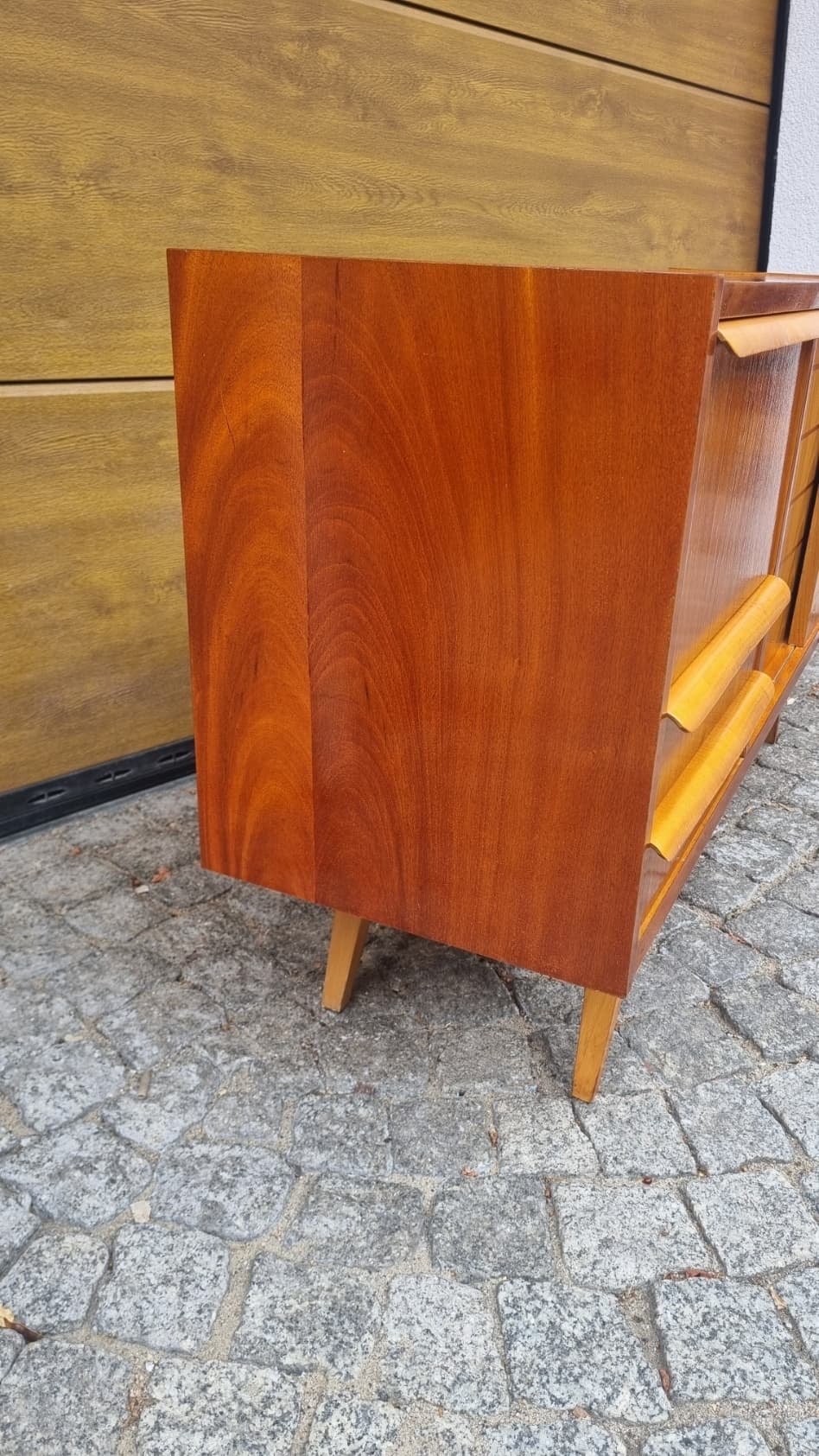 Sideboard, brown, wood, plywood, Czechoslovakia, 1960s. - 349694