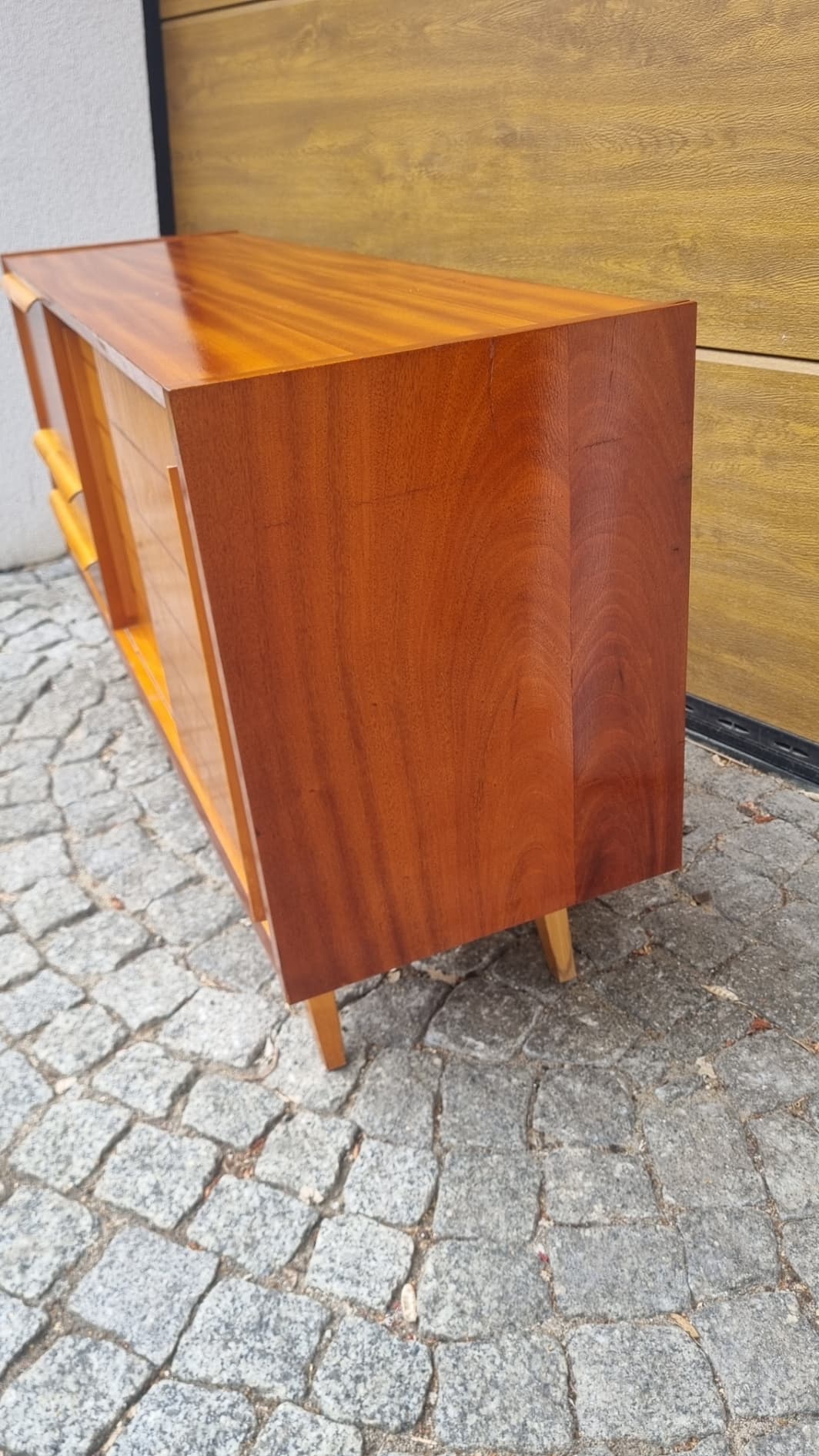 Sideboard, brown, wood, plywood, Czechoslovakia, 1960s. - 349698