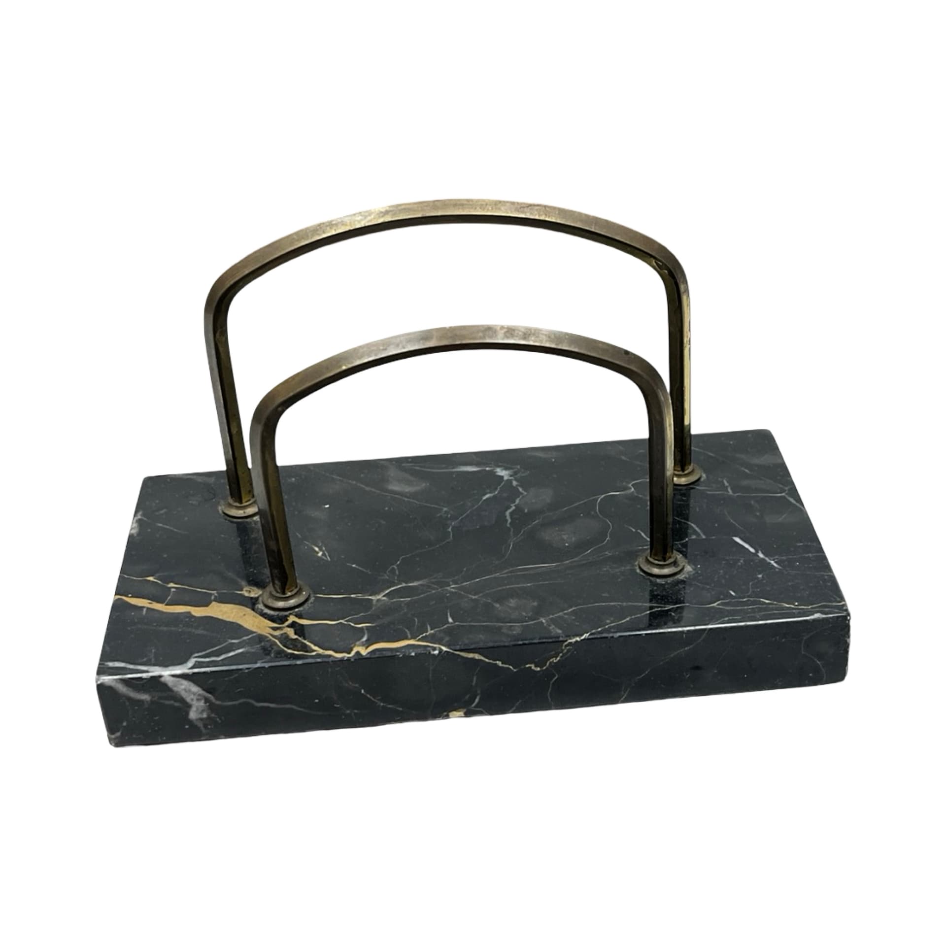 Desk set Art Deco, Nero Portoro marble black gold beige, brass, Italy, 1930s. - 349754