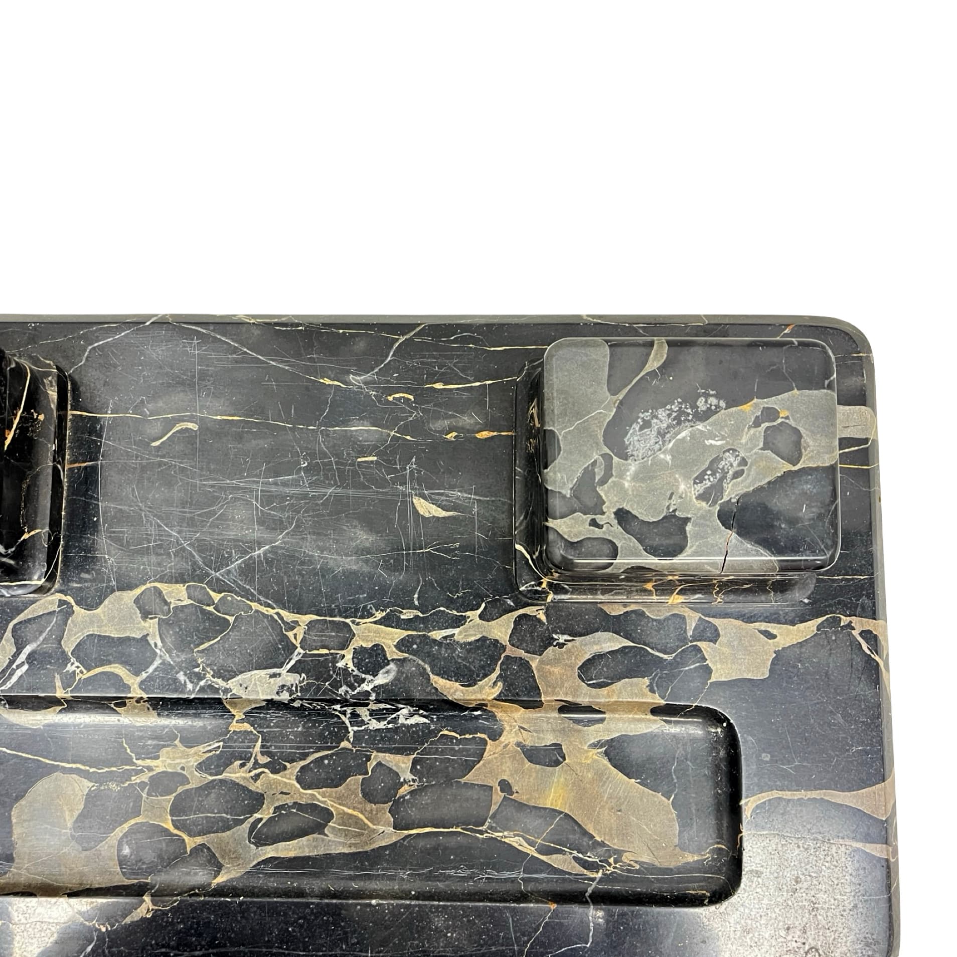 Desk set Art Deco, Nero Portoro marble black gold beige, brass, Italy, 1930s. - 349762