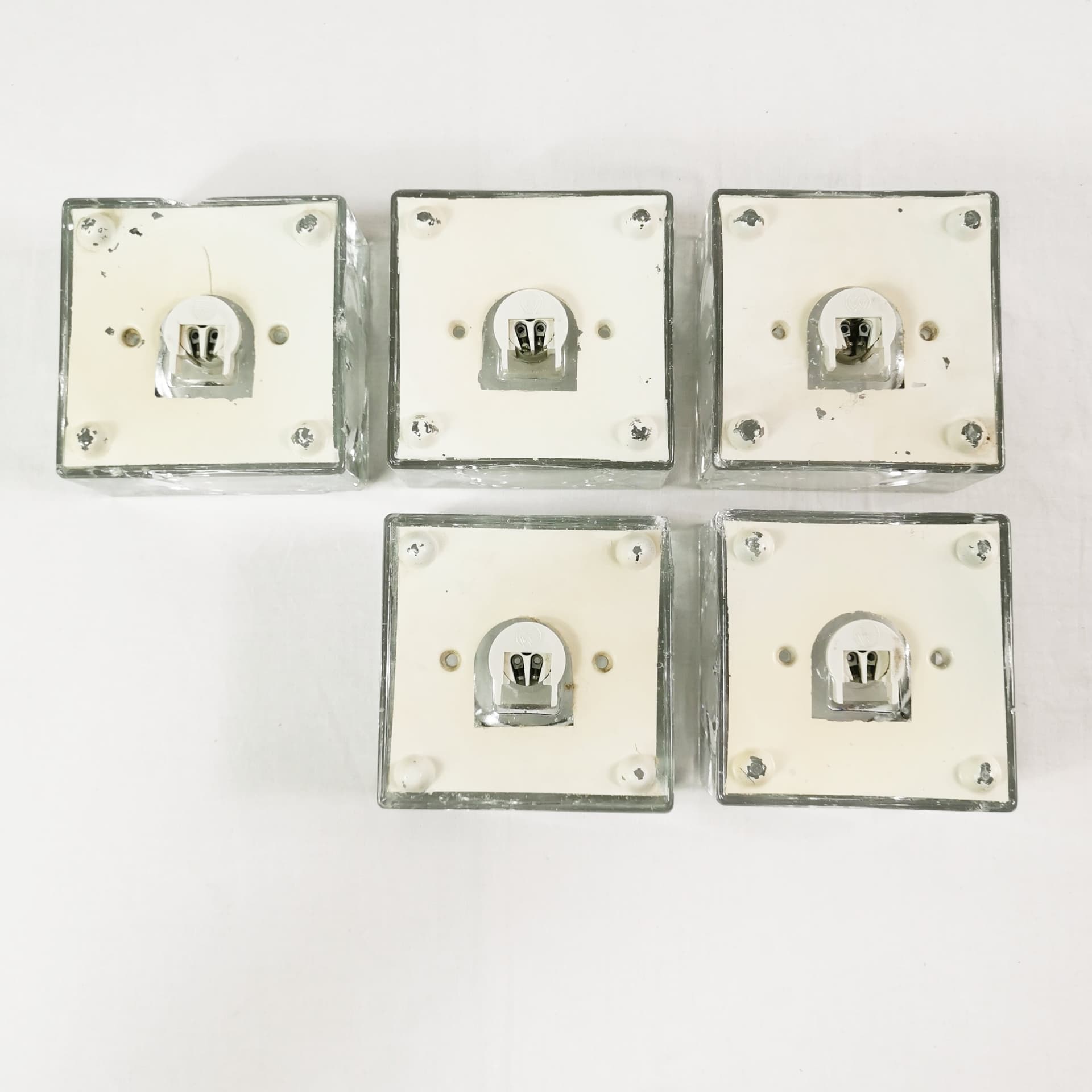 Set of five wall sconces Ice Cubes, transparent glass, by L. Beilharz, Muller & Zimmer, Germany, 1970s. - 349773