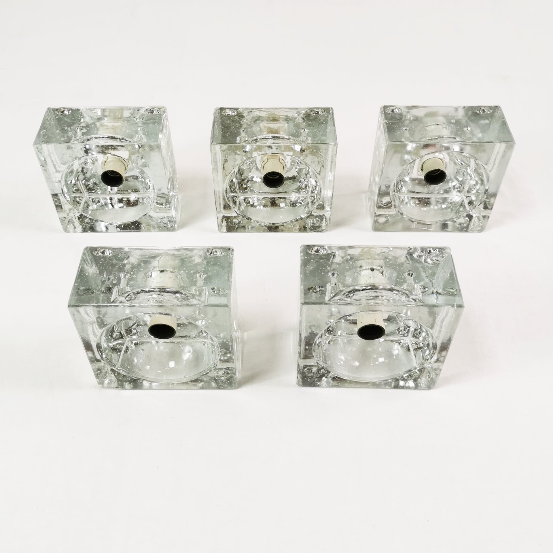 Set of five wall sconces Ice Cubes, transparent glass, by L. Beilharz, Muller & Zimmer, Germany, 1970s. - 349770