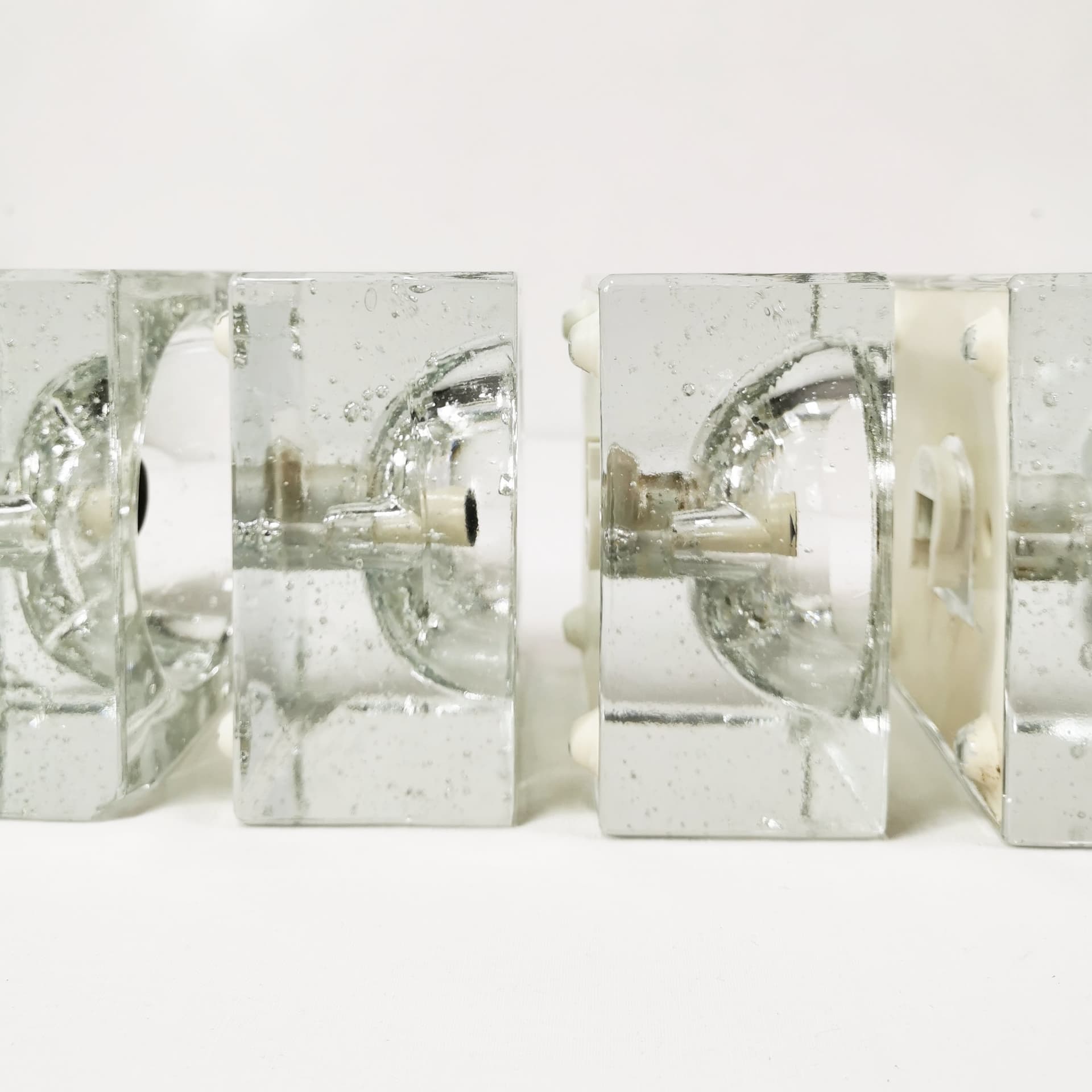 Set of five wall sconces Ice Cubes, transparent glass, by L. Beilharz, Muller & Zimmer, Germany, 1970s. - 349769