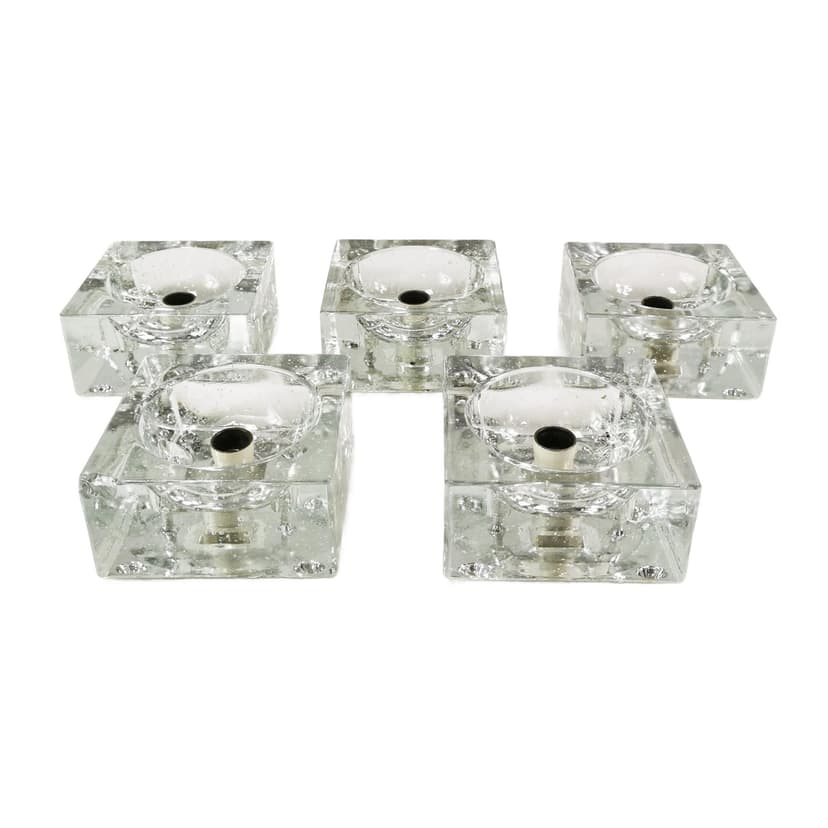 Set of five wall sconces Ice Cubes, transparent glass, by L. Beilharz, Muller & Zimmer, Germany, 1970s.