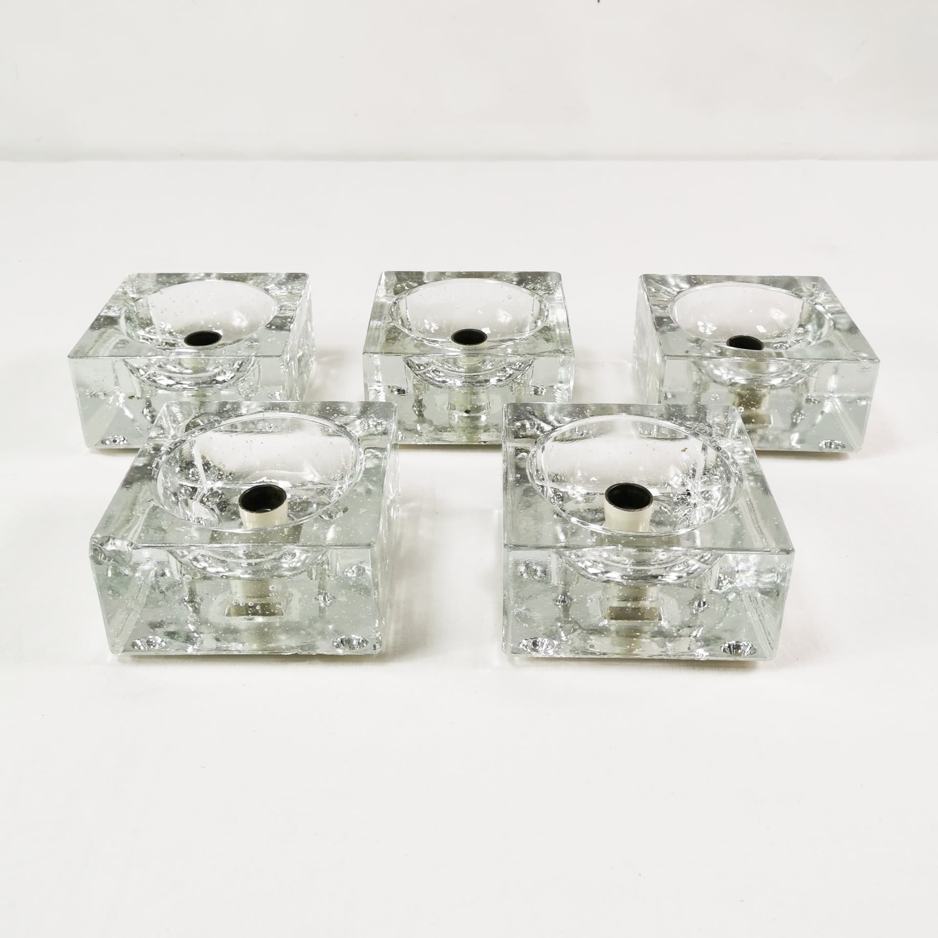 Set of five wall sconces Ice Cubes, transparent glass, by L. Beilharz, Muller & Zimmer, Germany, 1970s. - 349764