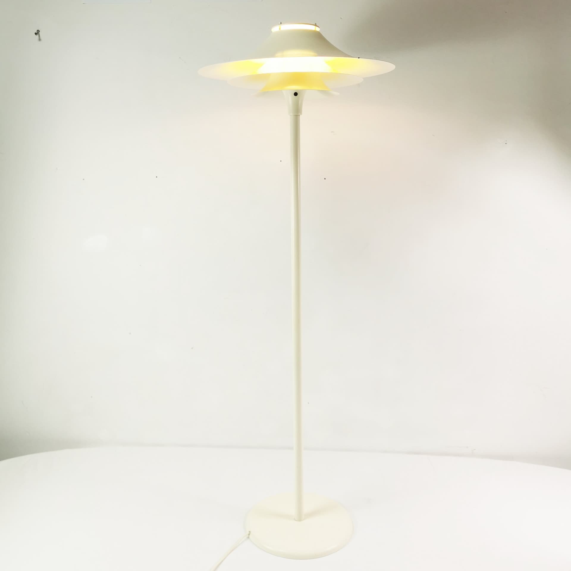 Floor lamp, white metal, Lyfa, Denmark, 1970s. - 349781