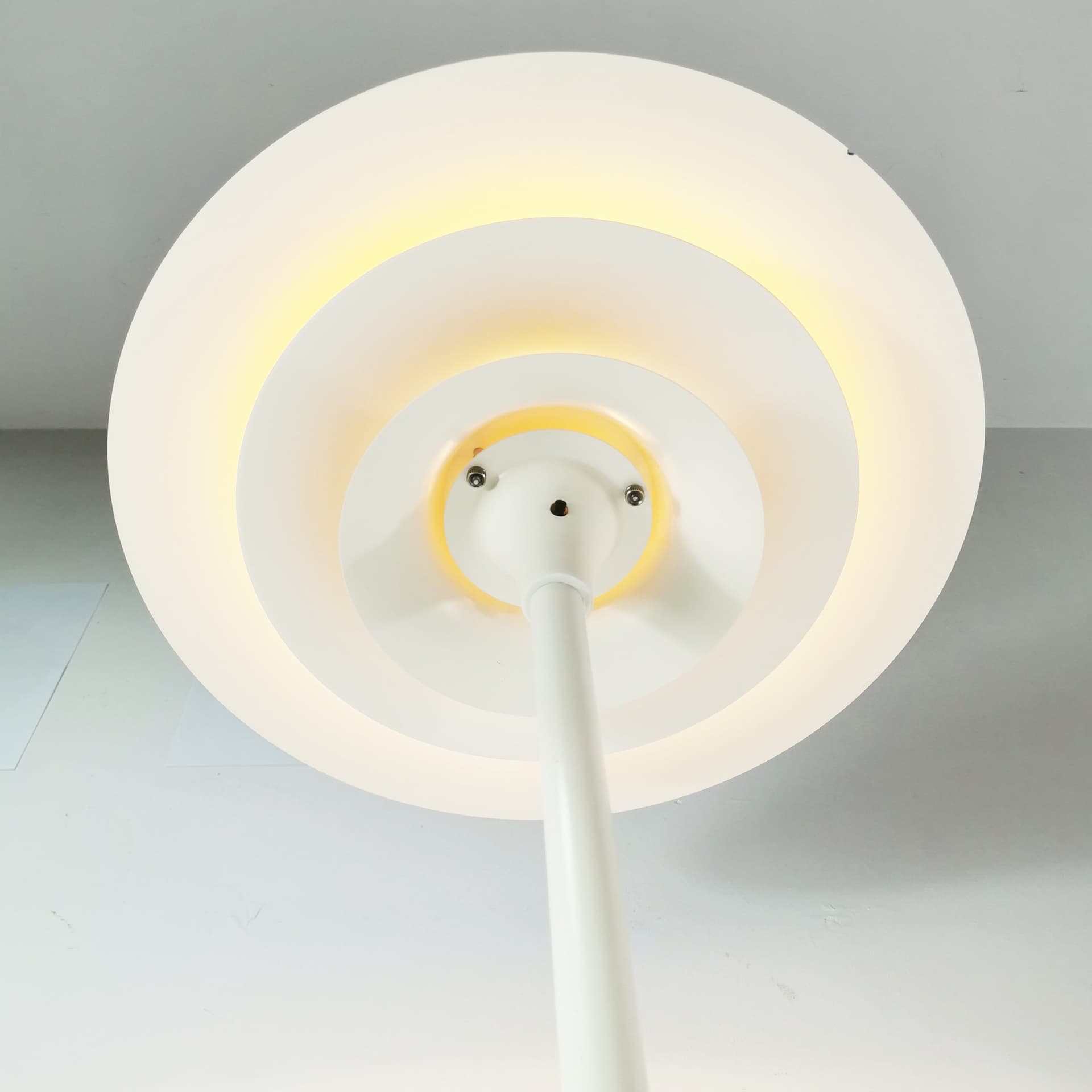 Floor lamp, white metal, Lyfa, Denmark, 1970s. - 349785
