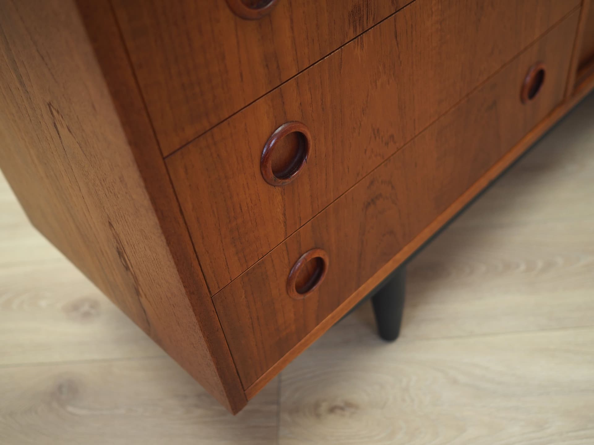 Sideboard, tek brązowy, drewno czarne, Dania, lata 70. - 66256