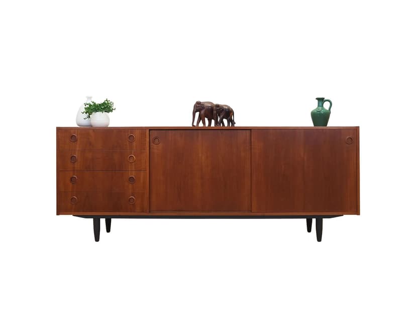 Sideboard, tek brązowy, drewno czarne, Dania, lata 70.