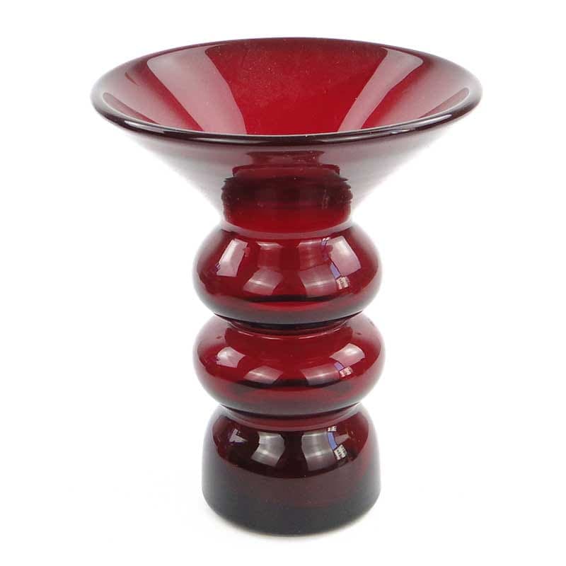 Vase Bałwanek, red soda-lime glass, by K. Krawczyk, Poland, 1970s - 349858