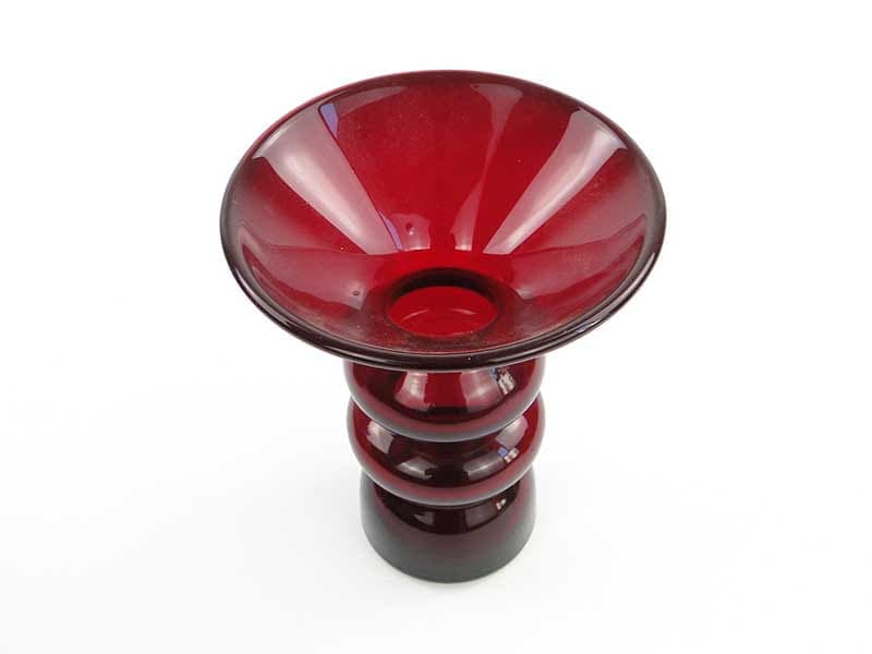 Vase Bałwanek, red soda-lime glass, by K. Krawczyk, Poland, 1970s - 349859