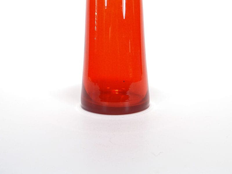 Art glass vase, red orange transparent glass, by K. Krawczyk, Poland, 1970s. - 349865