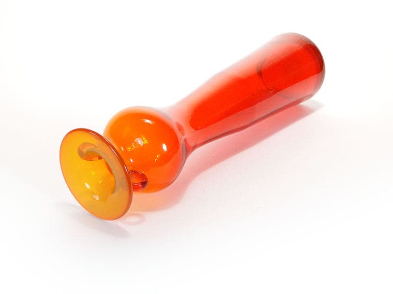 Art glass vase, red orange transparent glass, by K. Krawczyk, Poland, 1970s. - 349867