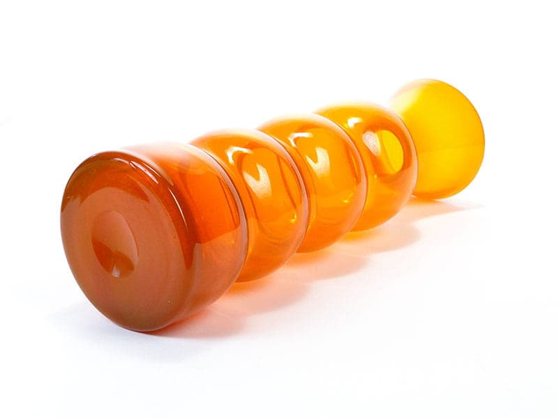 Vase Bałwanek, orange soda-lime glass, by K. Krawczyk, Huta Szkła Artystycznego Barbara, Poland, 1970s. - 349875