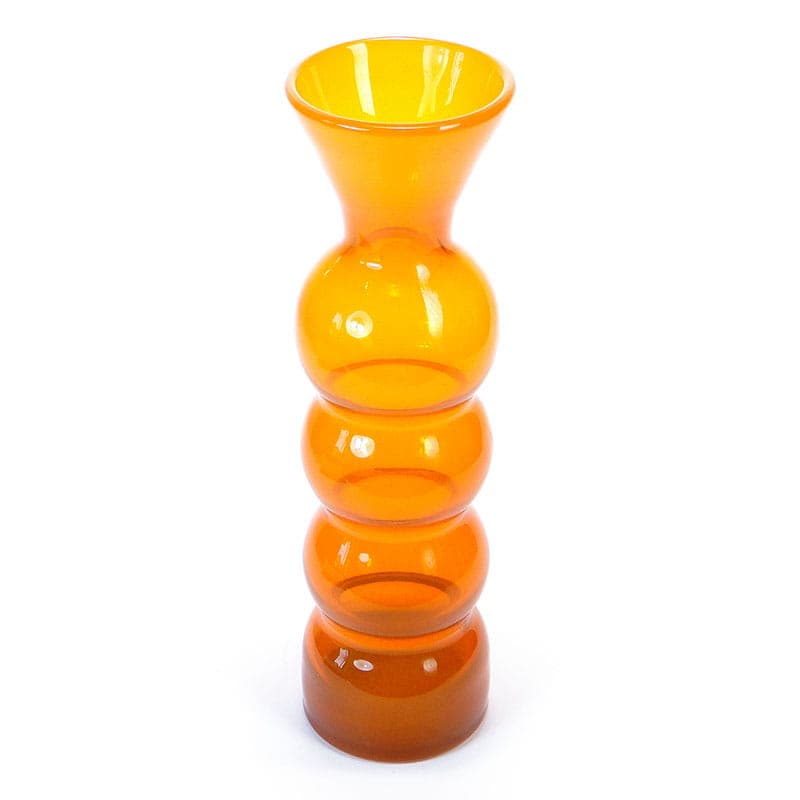 Vase Bałwanek, orange soda-lime glass, by K. Krawczyk, Huta Szkła Artystycznego Barbara, Poland, 1970s. - 349870