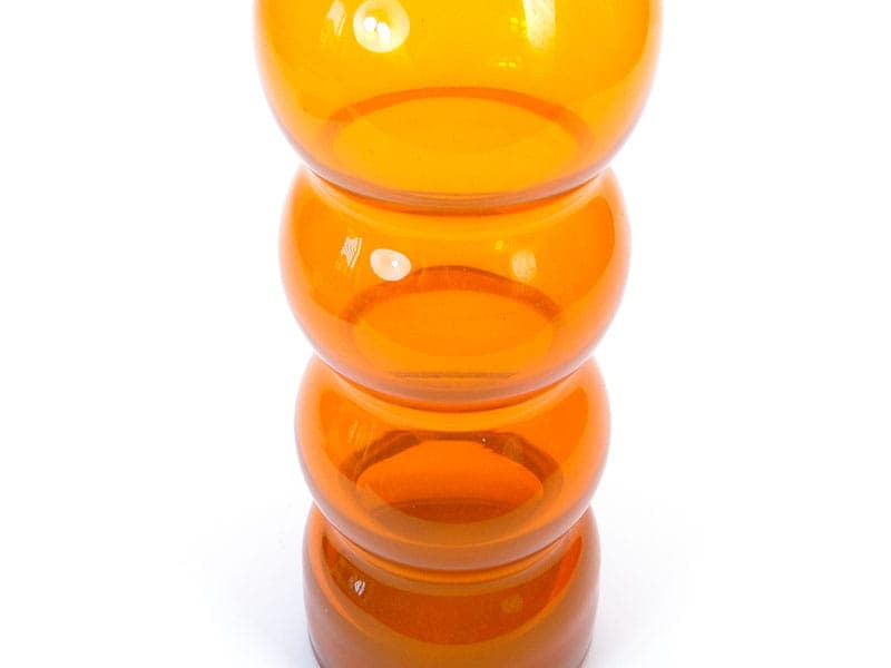 Vase Bałwanek, orange soda-lime glass, by K. Krawczyk, Huta Szkła Artystycznego Barbara, Poland, 1970s. - 349873