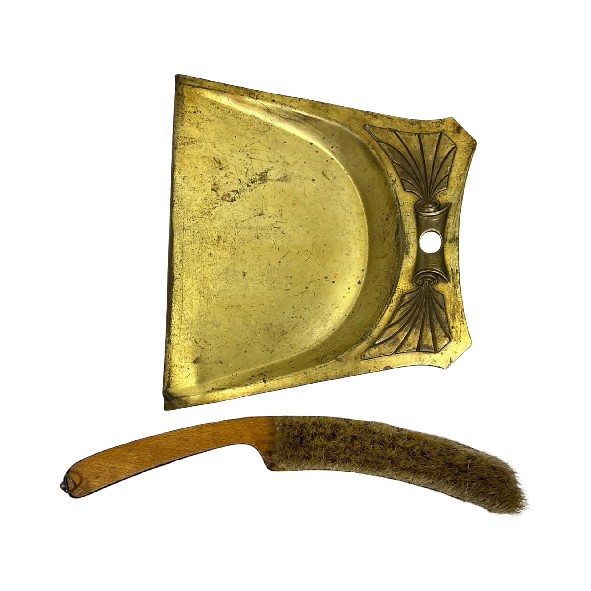 Crumb set Art Deco, gold brass, wood, Germany, 1920s. - 349880