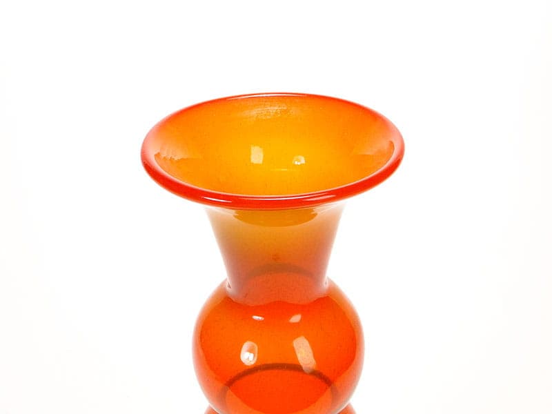 Vase Bałwanek, orange yellow soda-lime glass, by K. Krawczyk, Poland, 1970s. - 349892