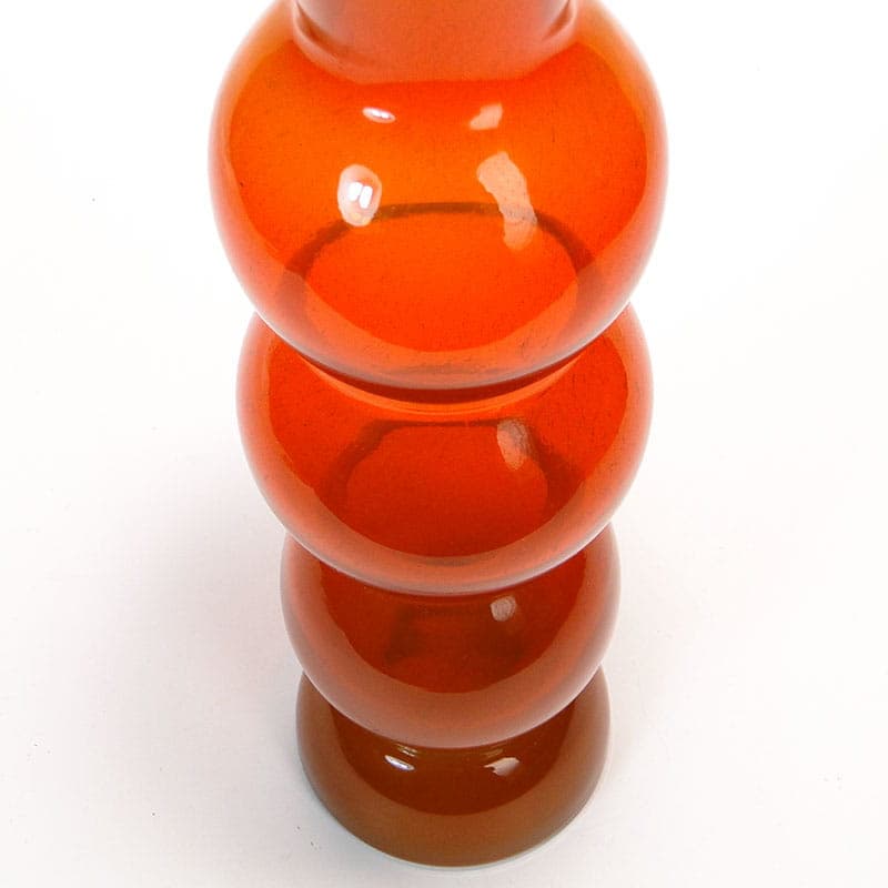 Vase Bałwanek, orange yellow soda-lime glass, by K. Krawczyk, Poland, 1970s. - 349895