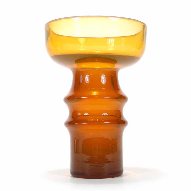 Vase, orange, glass, by K. Krawczyk, Huta Szkła Sudety, Poland, 1970s. - 349900