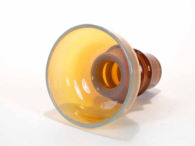 Vase, orange, glass, by K. Krawczyk, Huta Szkła Sudety, Poland, 1970s. - 349907