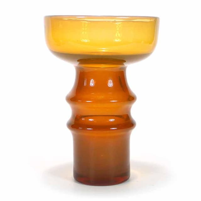 Vase, orange, glass, by K. Krawczyk, Huta Szkła Sudety, Poland, 1970s. - DIMENSION