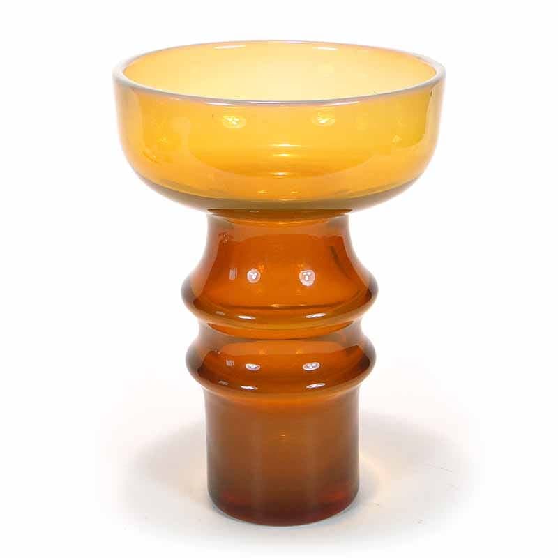 Vase, orange, glass, by K. Krawczyk, Huta Szkła Sudety, Poland, 1970s. - 349902