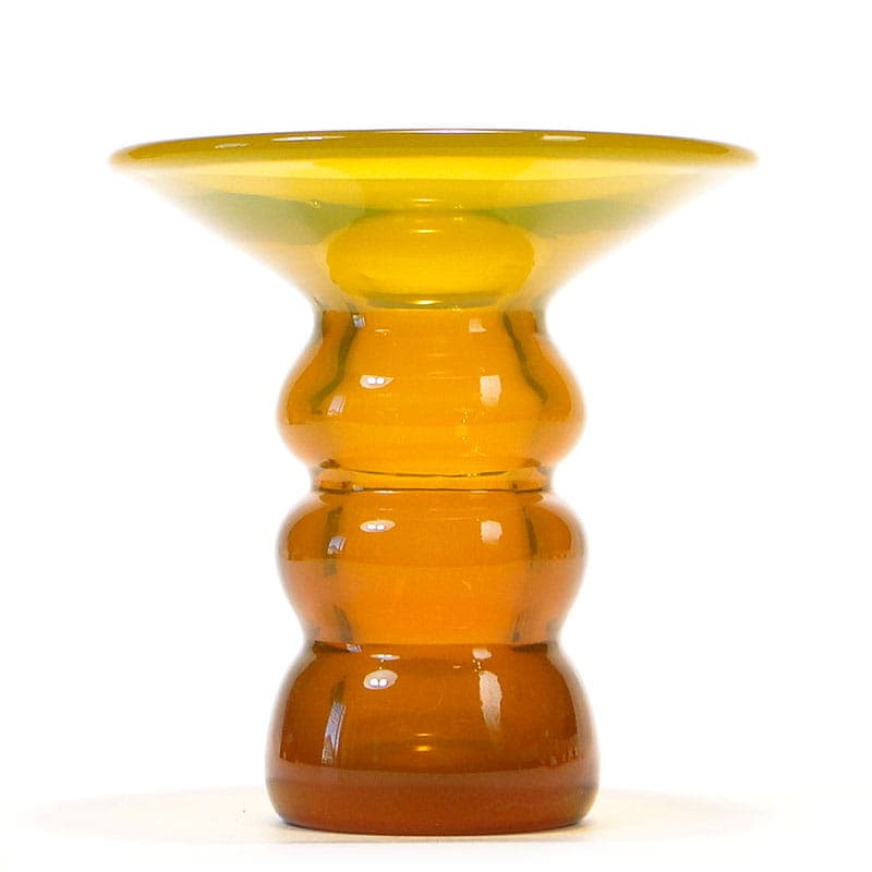 Vase Bałwanek, orange transparent glass, by K. Krawczyk, Poland, 1970s. - 349912