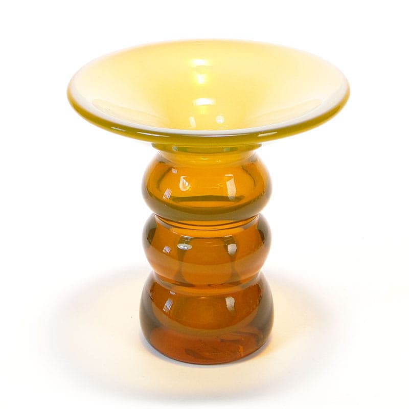 Vase Bałwanek, orange transparent glass, by K. Krawczyk, Poland, 1970s. - 349911