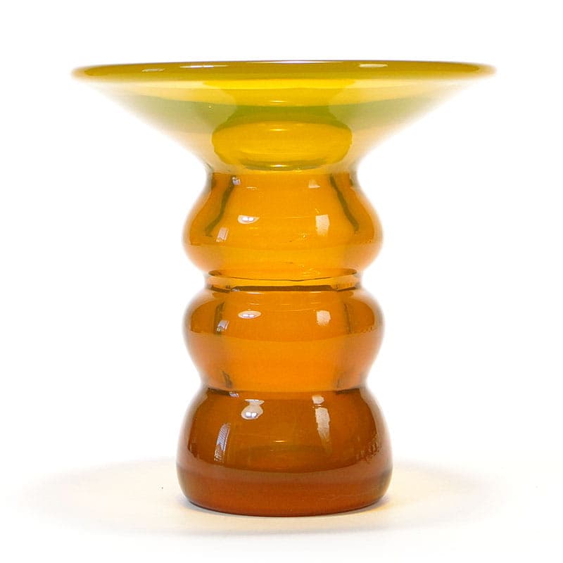 Vase Bałwanek, orange transparent glass, by K. Krawczyk, Poland, 1970s. - 349910