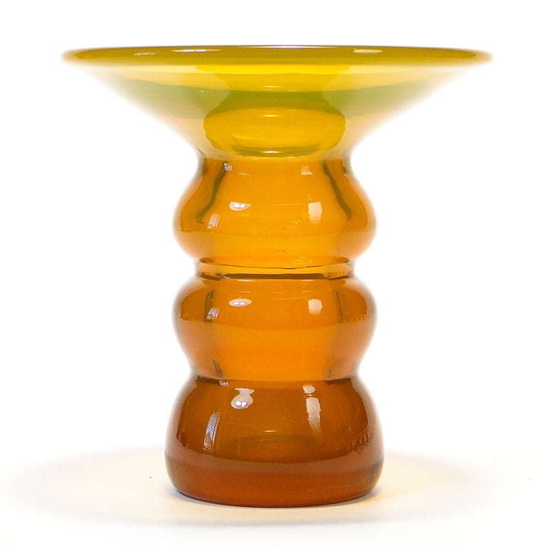Vase Bałwanek, orange transparent glass, by K. Krawczyk, Poland, 1970s.