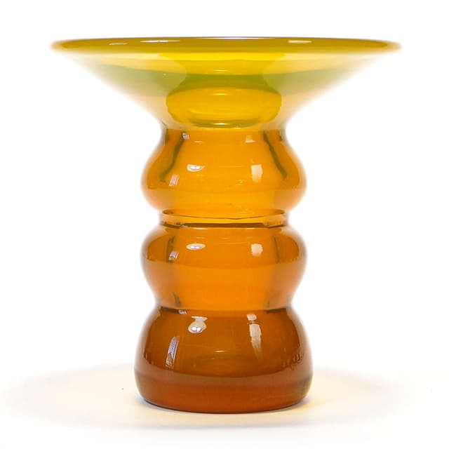 Vase Bałwanek, orange transparent glass, by K. Krawczyk, Poland, 1970s. - DIMENSION