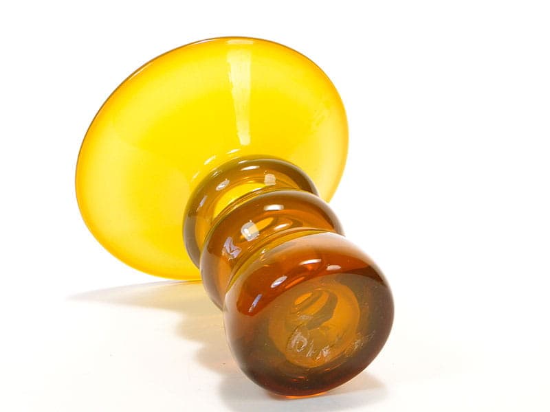 Vase Bałwanek, orange transparent glass, by K. Krawczyk, Poland, 1970s. - 349914