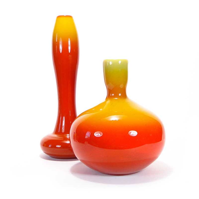 Vase Herkules, red orange yellow glass, by E. Gerczuk-Moskaluk, Poland, 1980s - 349926