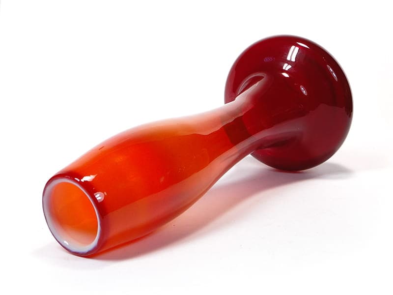 Vase Herkules, red orange yellow, glass, by E. Gerczuk-Moskaluk, Poland, 1970s - 349935