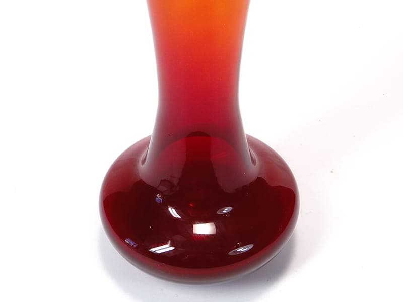 Vase Herkules, red orange yellow, glass, by E. Gerczuk-Moskaluk, Poland, 1970s - 349931