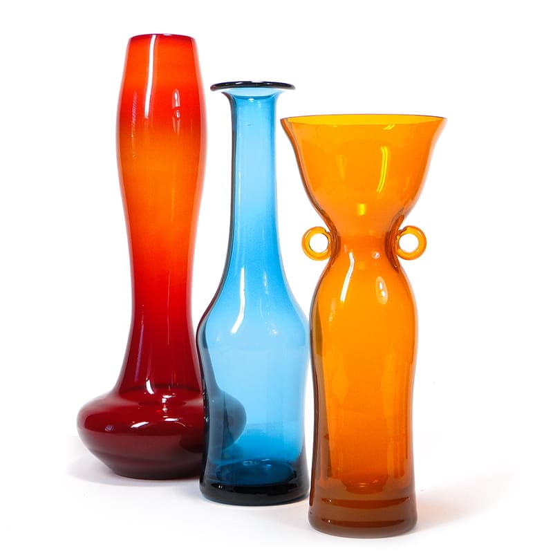 Vase Herkules, red orange yellow, glass, by E. Gerczuk-Moskaluk, Poland, 1970s - 349937